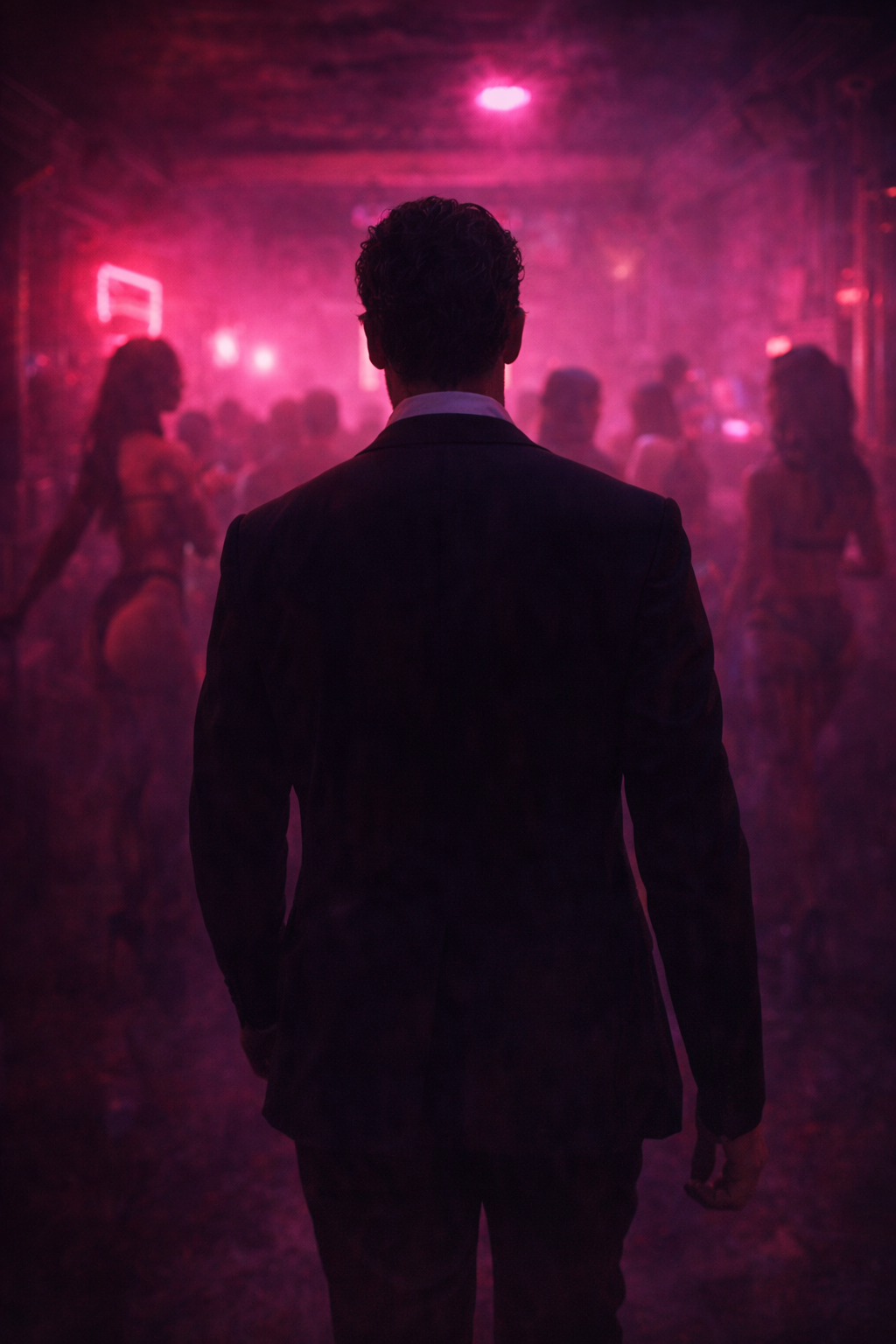 The Shark leaving The Trench — the neon haze of the dance floor reclaiming the room