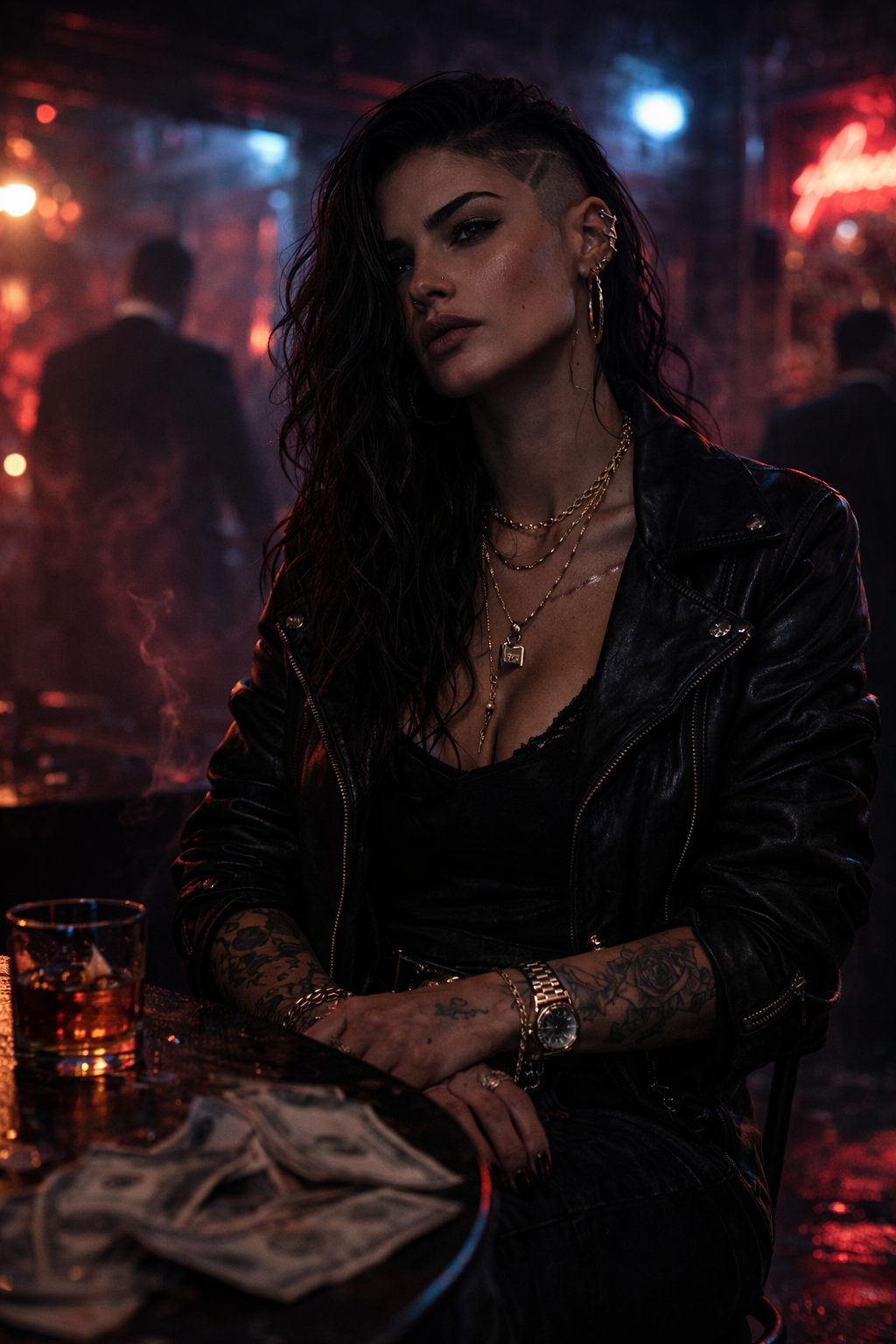 Cleo Vargas — dark club interior bathed in pink neon