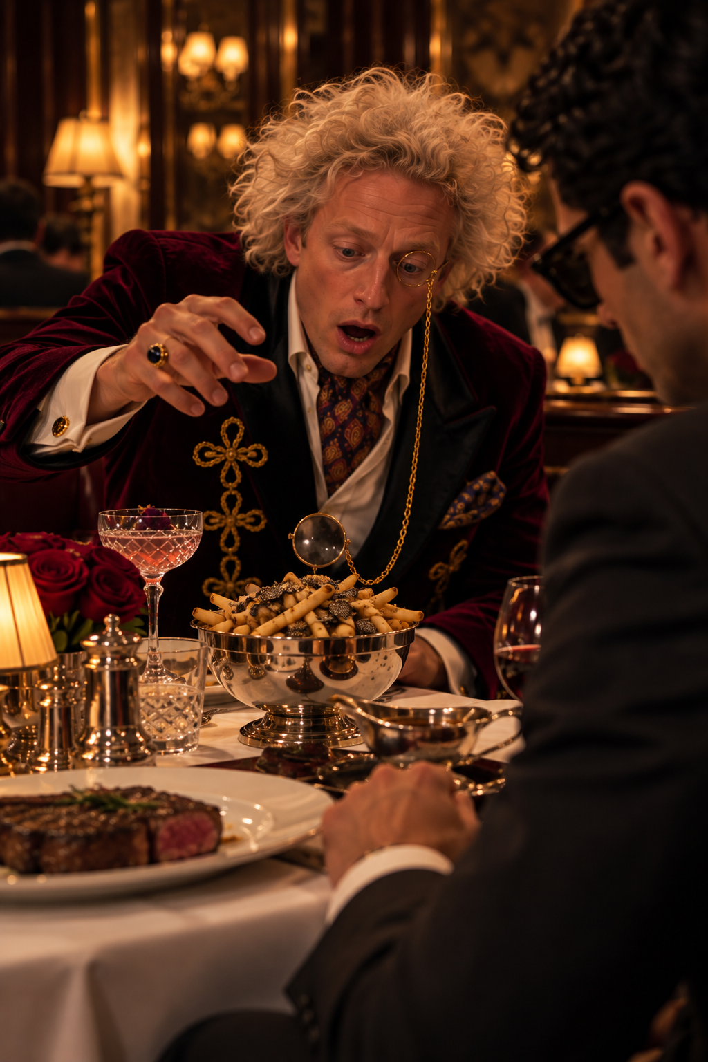 Barnaby pitching his guaranteed long over dinner
