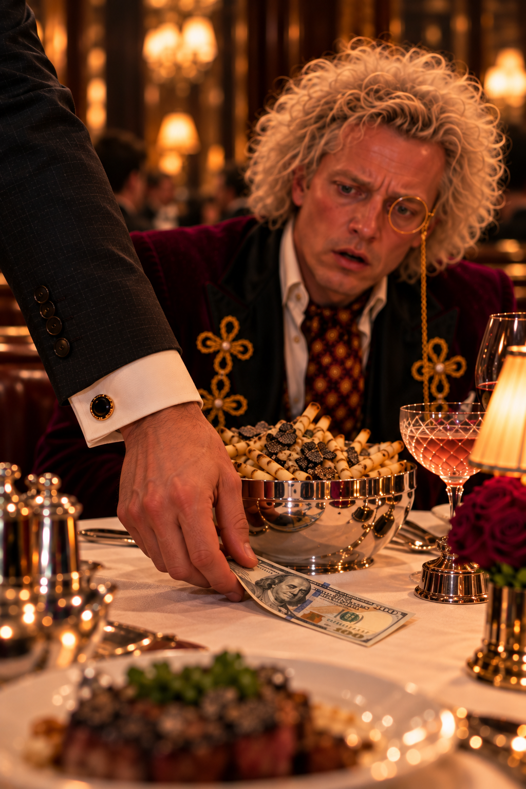 The Shark quietly executes the trade through his cufflink terminal