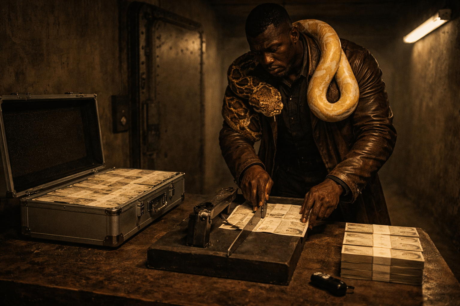 The Snake in a parking garage with a viper