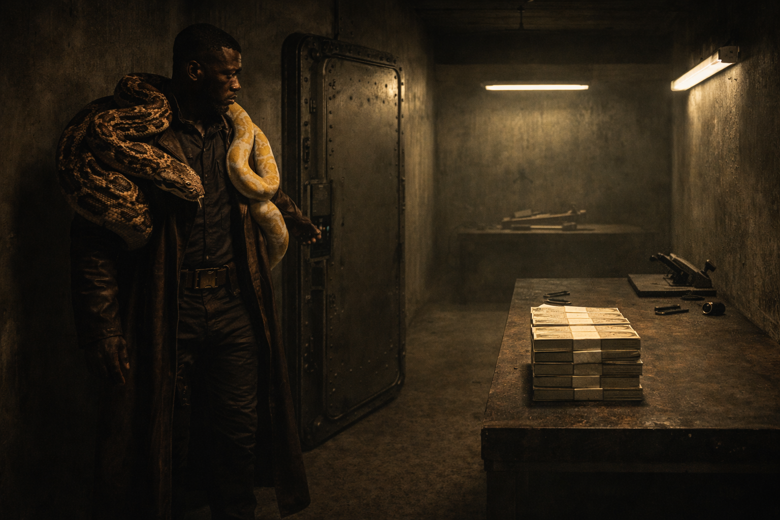 The Snake in a parking garage with a viper