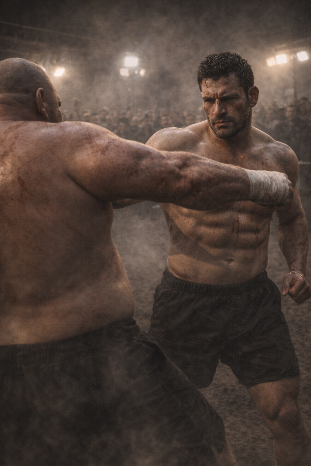 Dominic holding a thick envelope of cash, standing over a defeated fighter, realizing the true nature of power.
