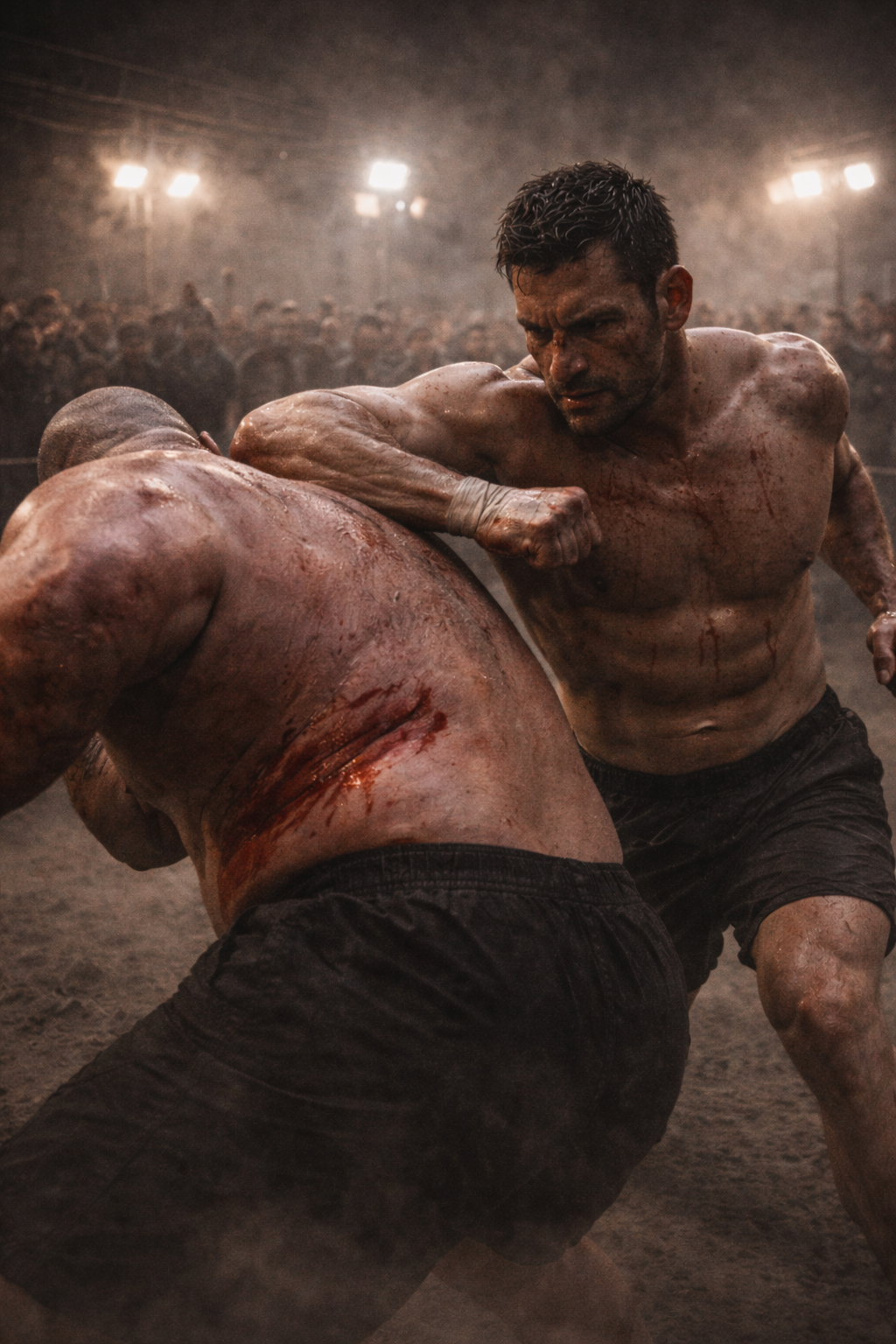 Dominic holding a thick envelope of cash, standing over a defeated fighter, realizing the true nature of power.