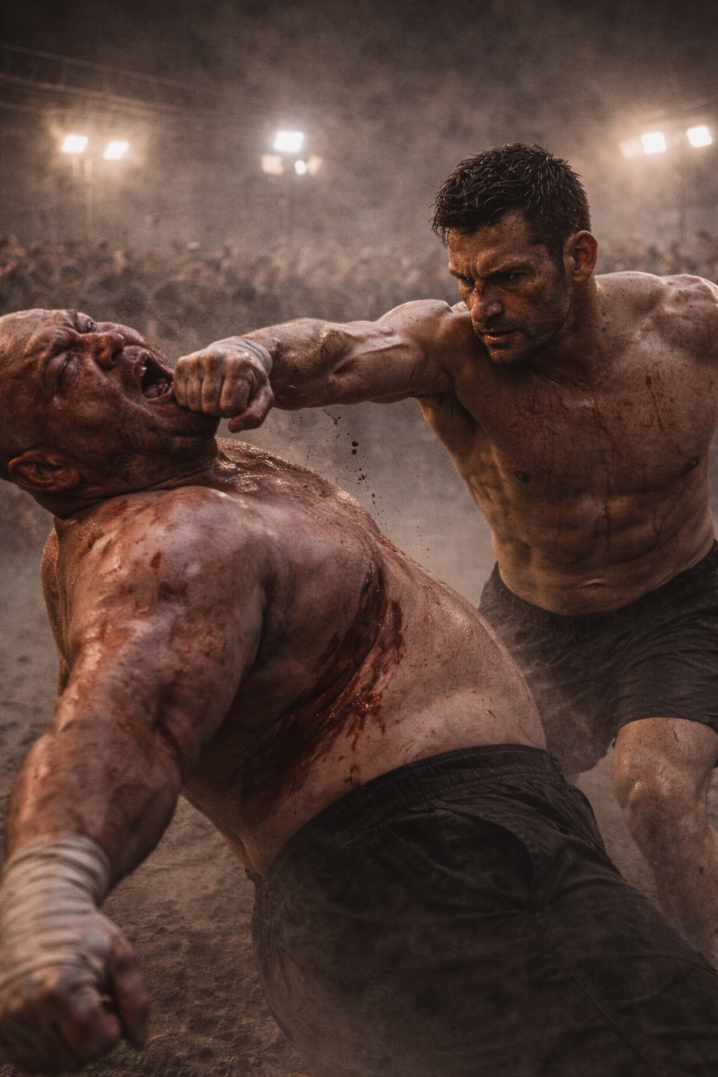 Dominic holding a thick envelope of cash, standing over a defeated fighter, realizing the true nature of power.
