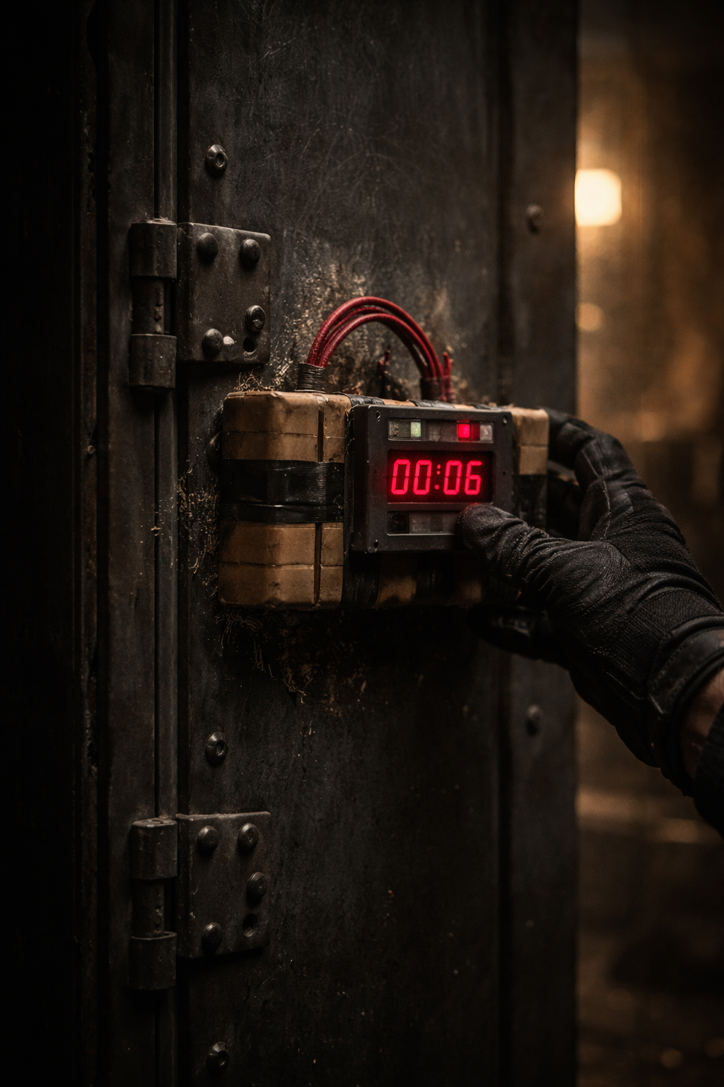 The BEE EVTOL hovering in the rain over the gantry crane.