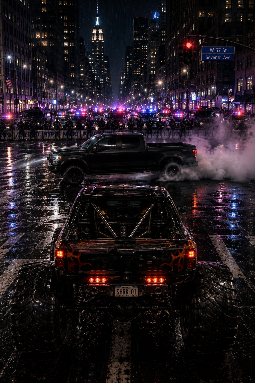 Monster Truck and Helicopter Chase Action
