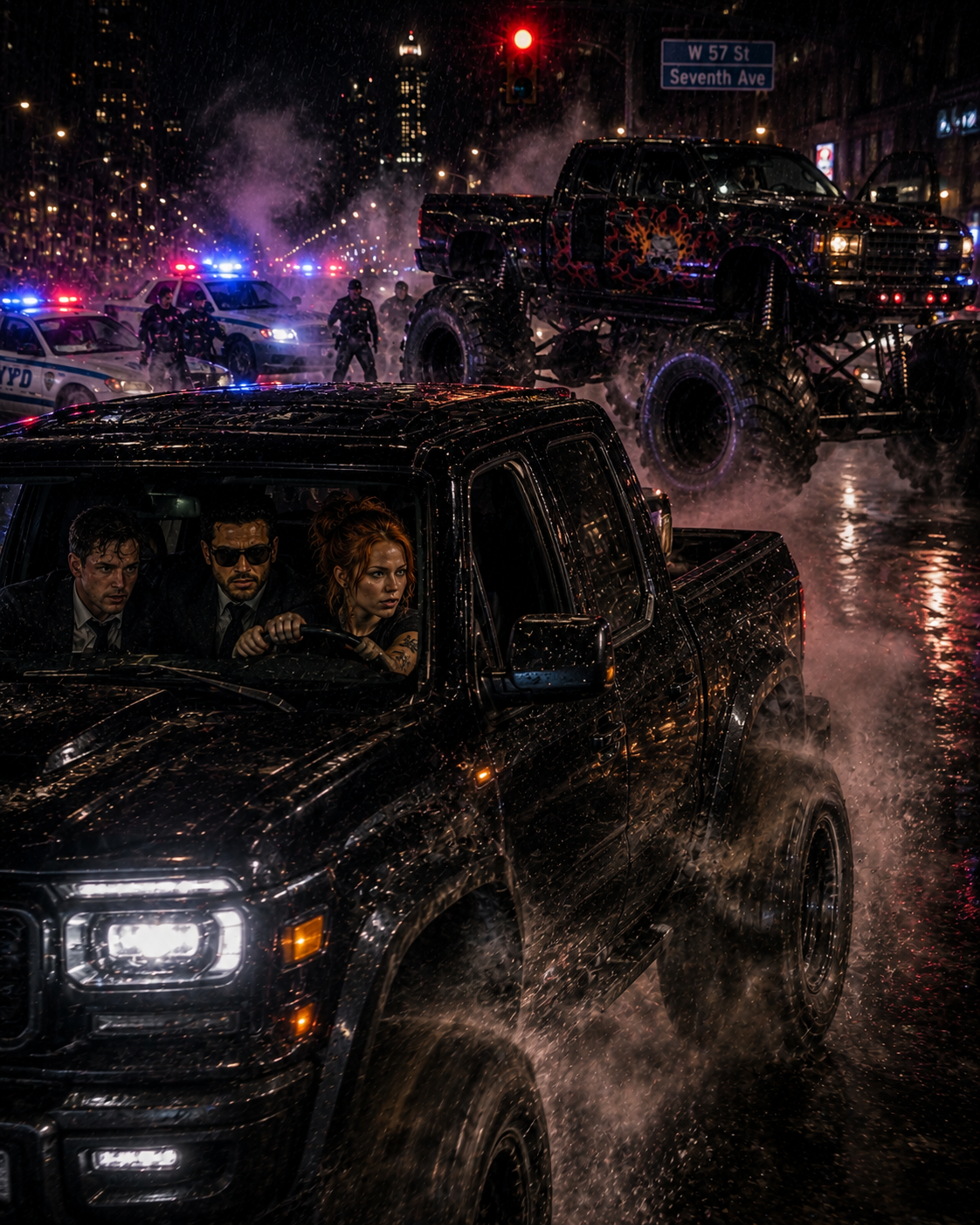 Monster Truck and Helicopter Chase Action