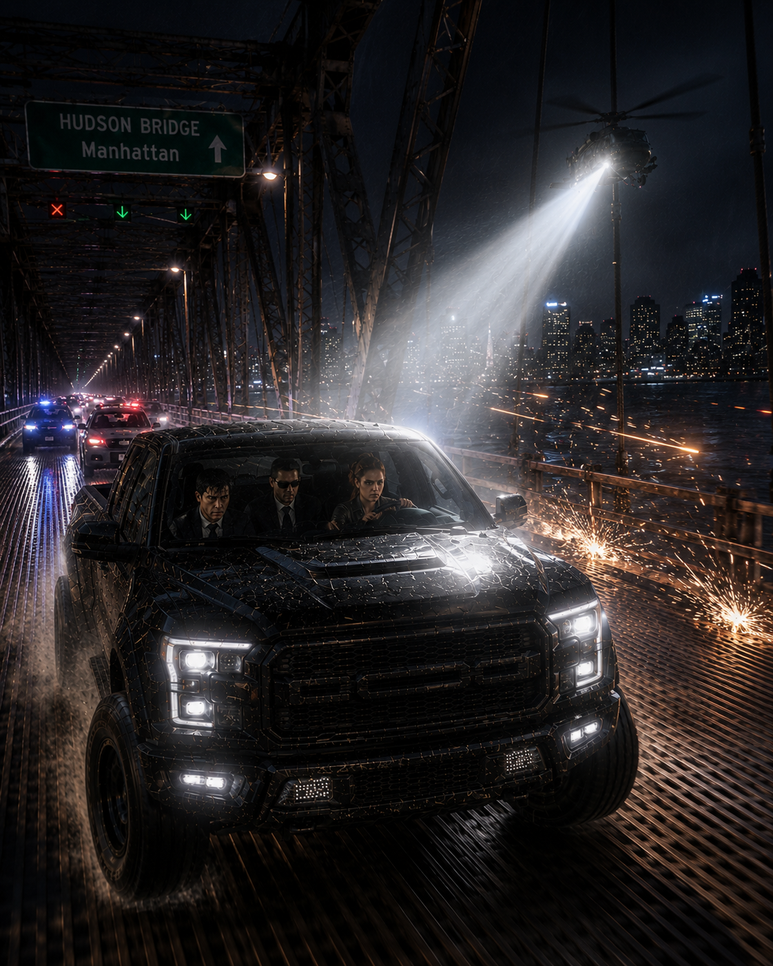 Monster Truck and Helicopter Chase Action