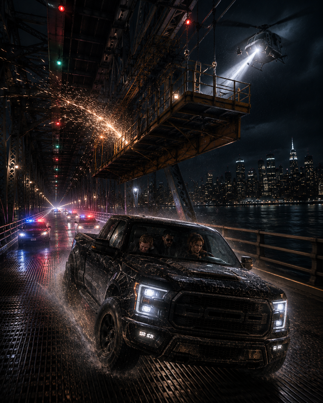 Monster Truck and Helicopter Chase Action