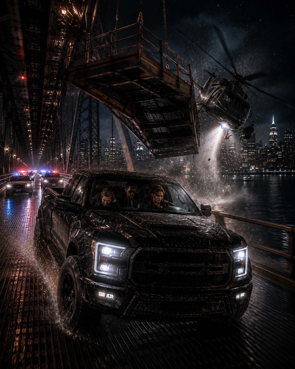 Monster Truck and Helicopter Chase Action