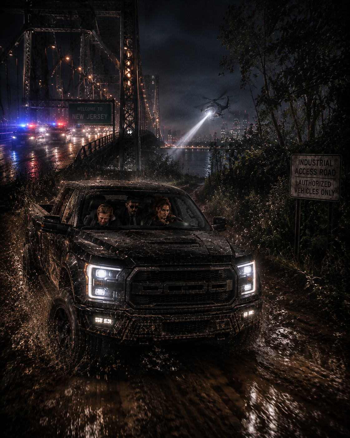 Monster Truck and Helicopter Chase Action