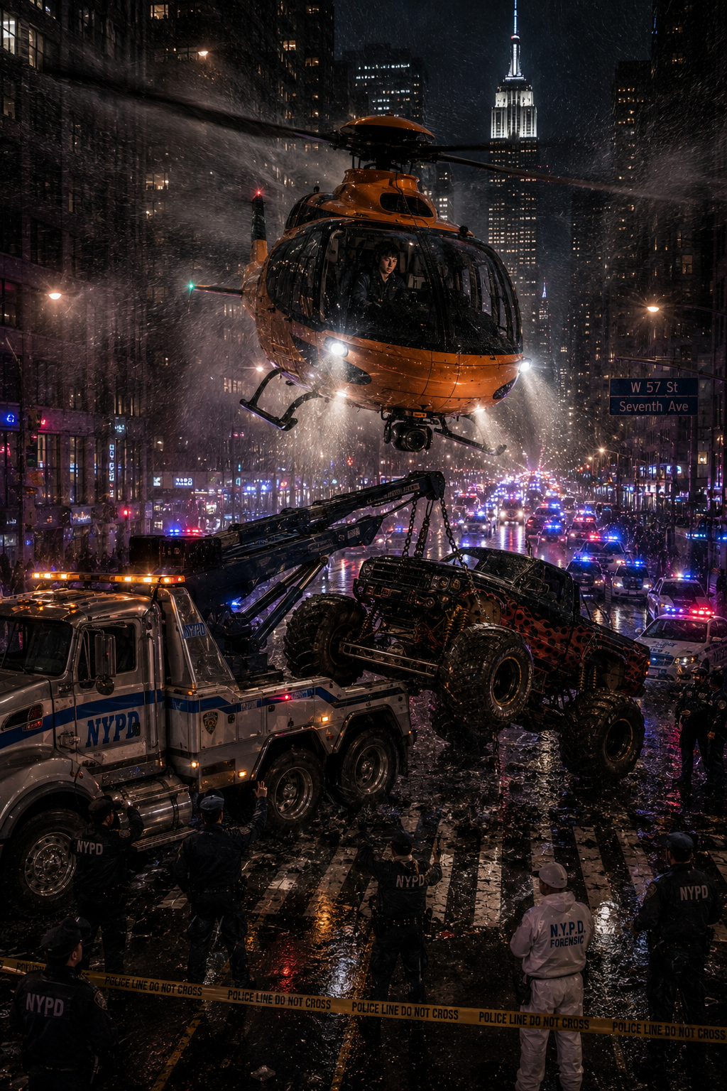 Monster Jam Over Mega-Yacht Hudson River