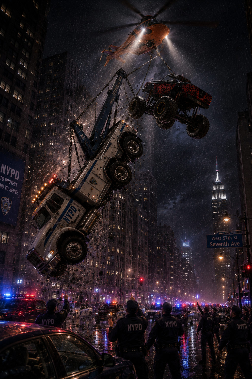 Monster Jam Over Mega-Yacht Hudson River