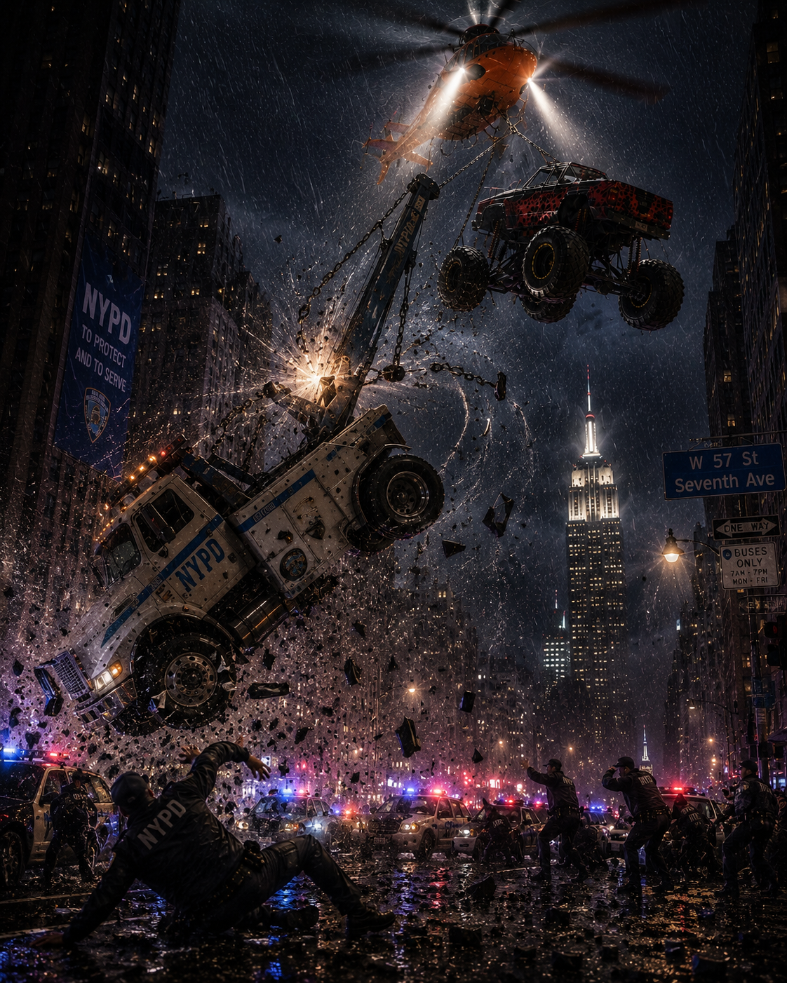 Monster Jam Over Mega-Yacht Hudson River