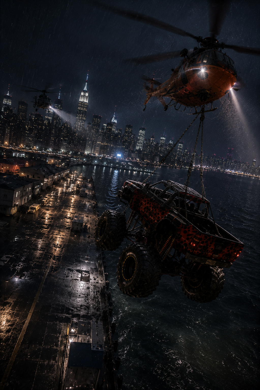 Monster Jam Over Mega-Yacht Hudson River