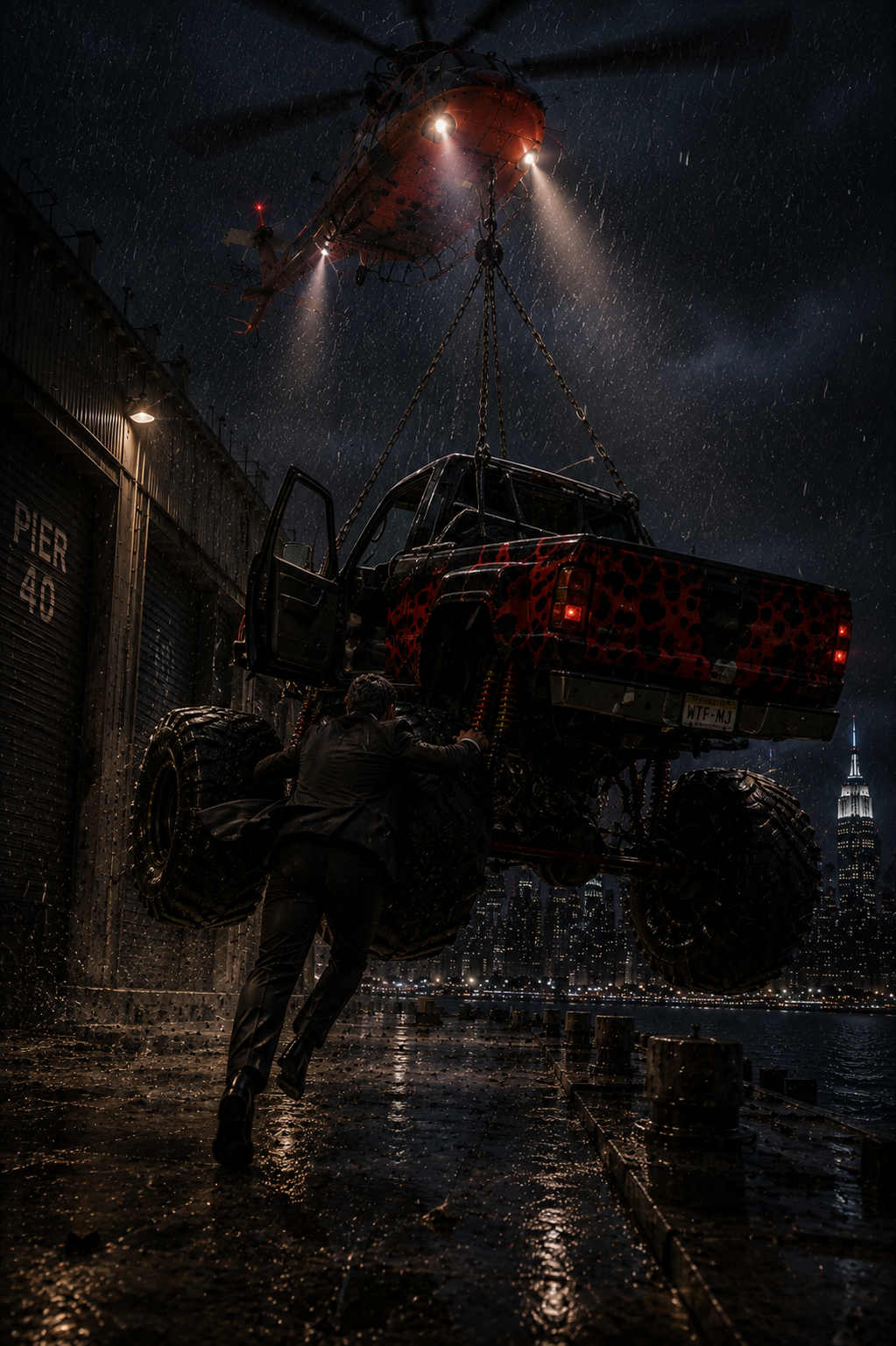 Monster Jam Over Mega-Yacht Hudson River