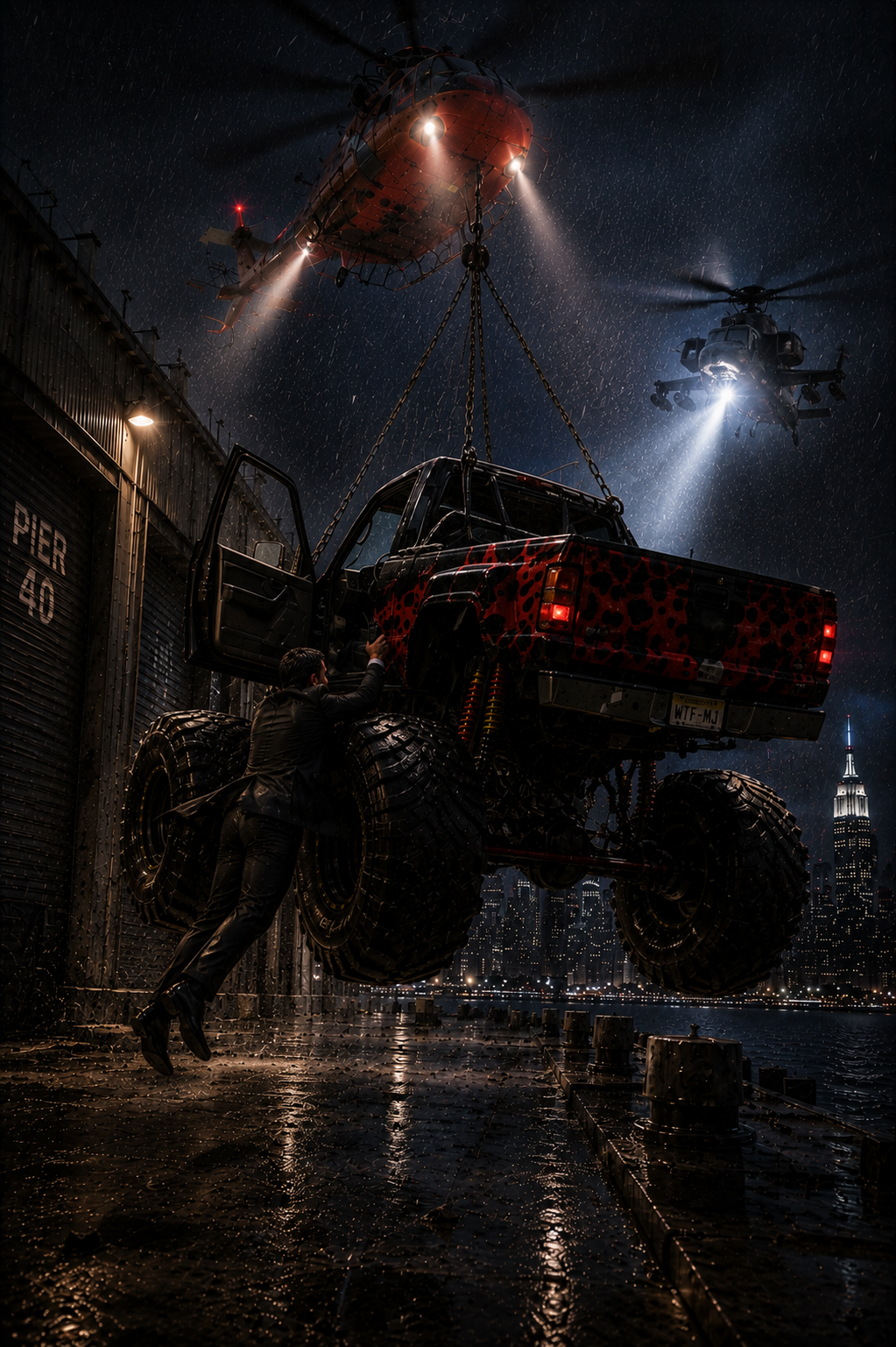 Monster Jam Over Mega-Yacht Hudson River