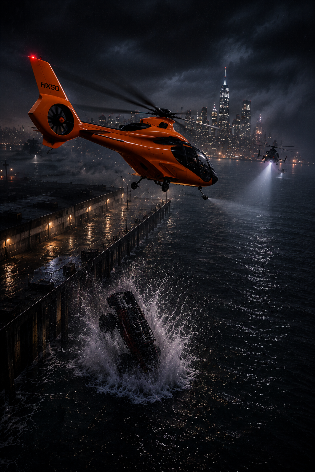 Monster Jam Over Mega-Yacht Hudson River