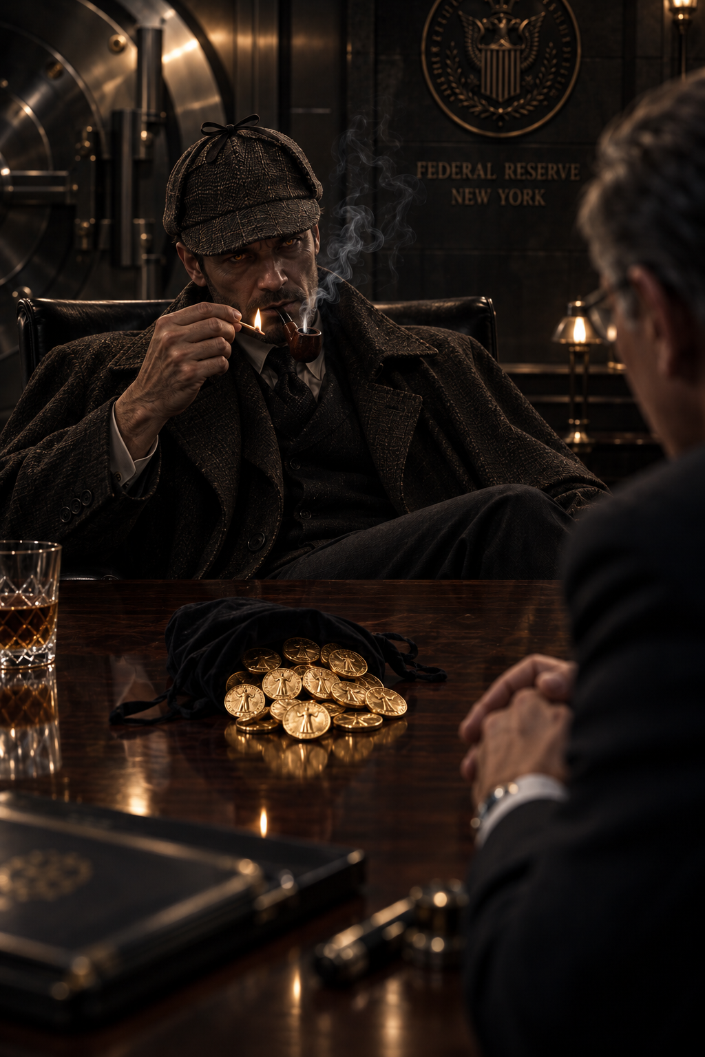 Knox Miller lighting his briar wood pipe during the contract meeting