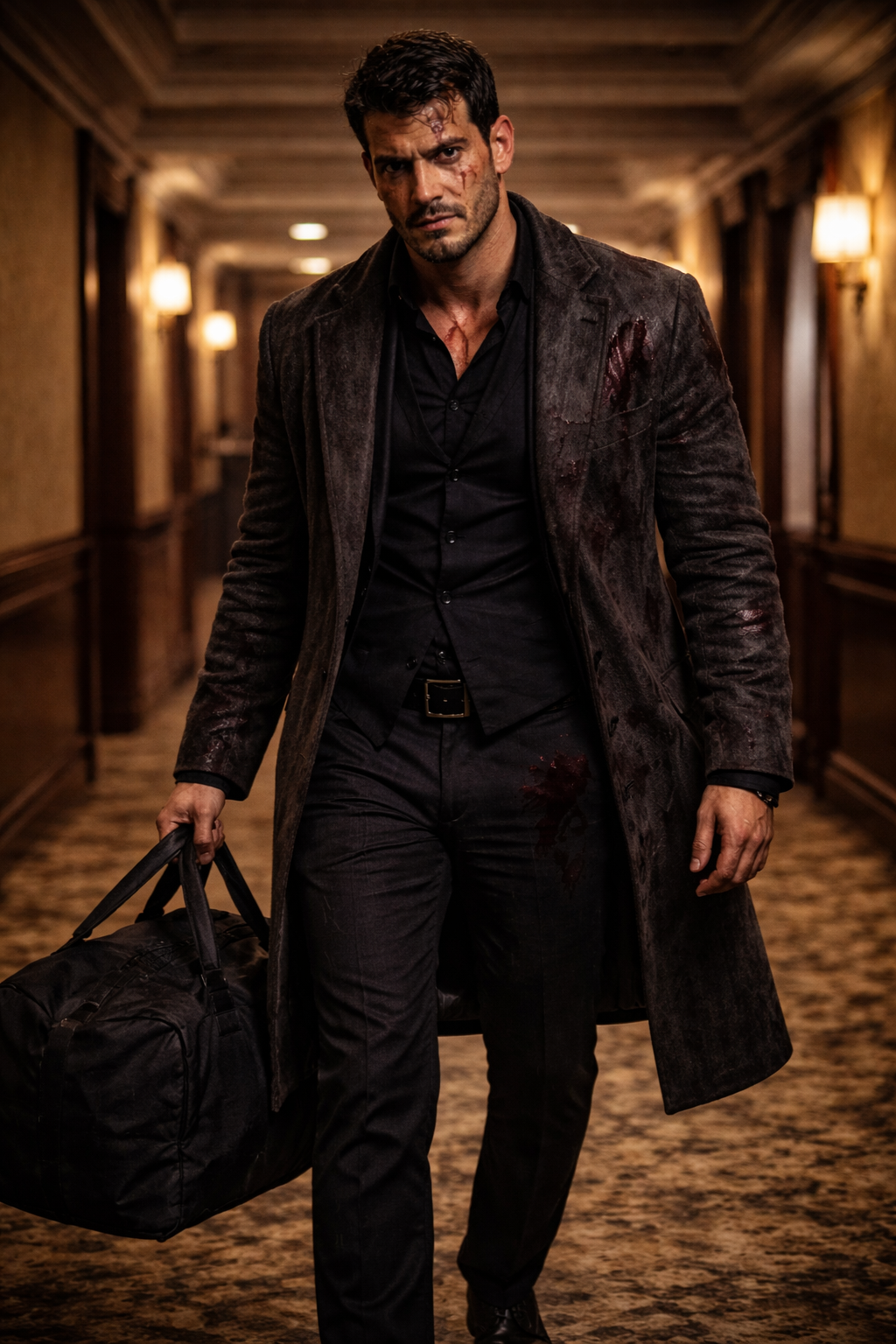 Hector opening a heavy steel safe filled with stacks of hundred-dollar bills and bearer bonds.