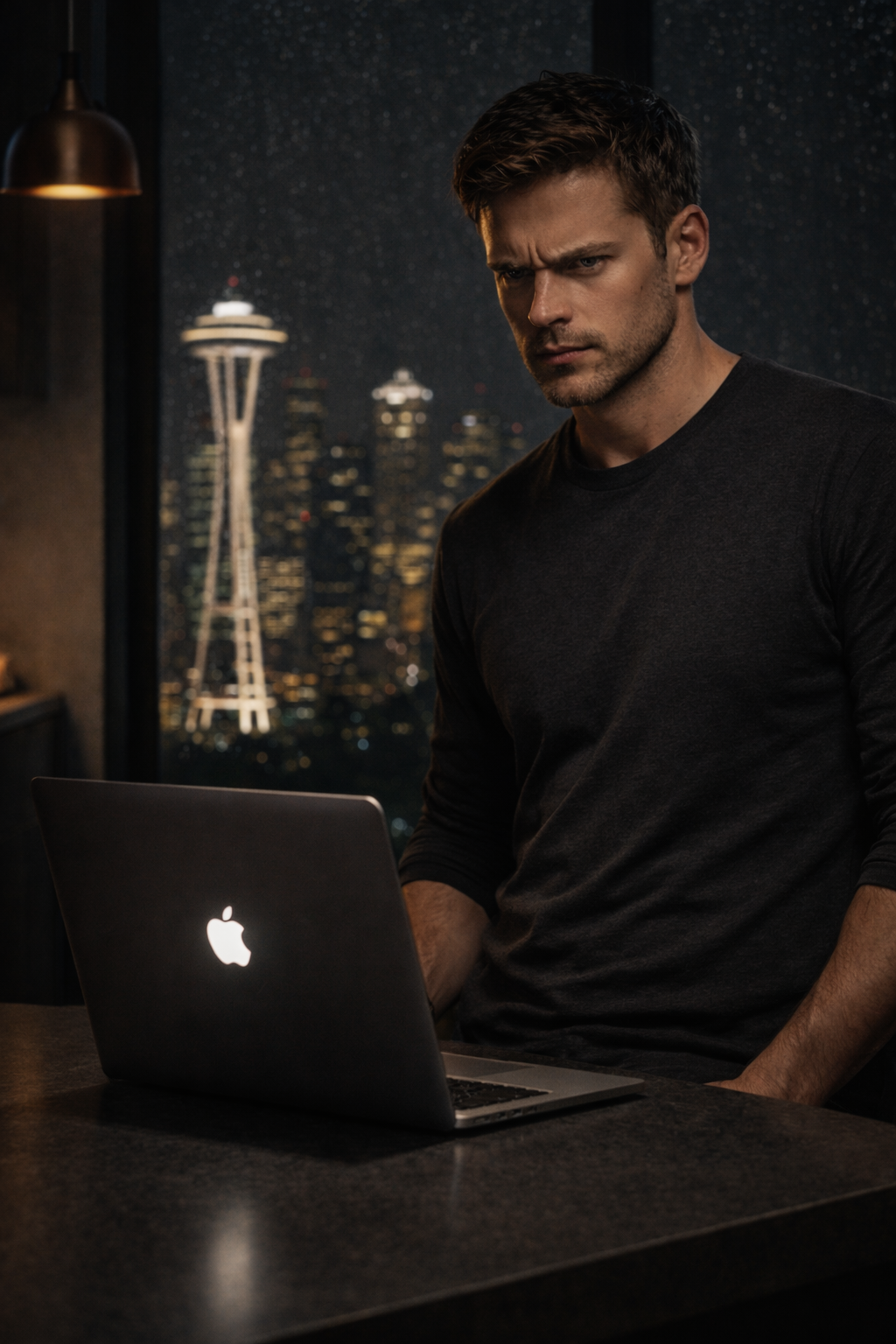 Marcus Thorne standing in a shipping terminal, looking exhausted.