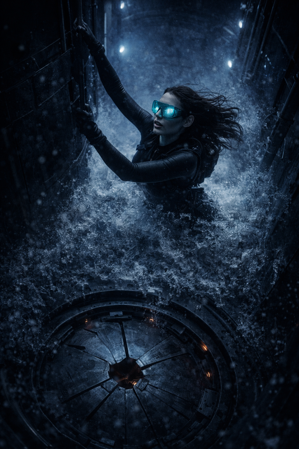 Nataliya, The Mermaid, standing on the deck of a mega-yacht in a backless evening gown, the ocean stretching out endlessly behind her.