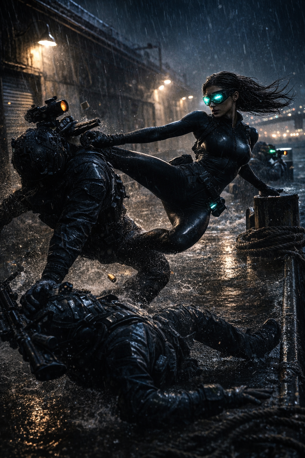 Nataliya, The Mermaid, standing on the deck of a mega-yacht in a backless evening gown, the ocean stretching out endlessly behind her.