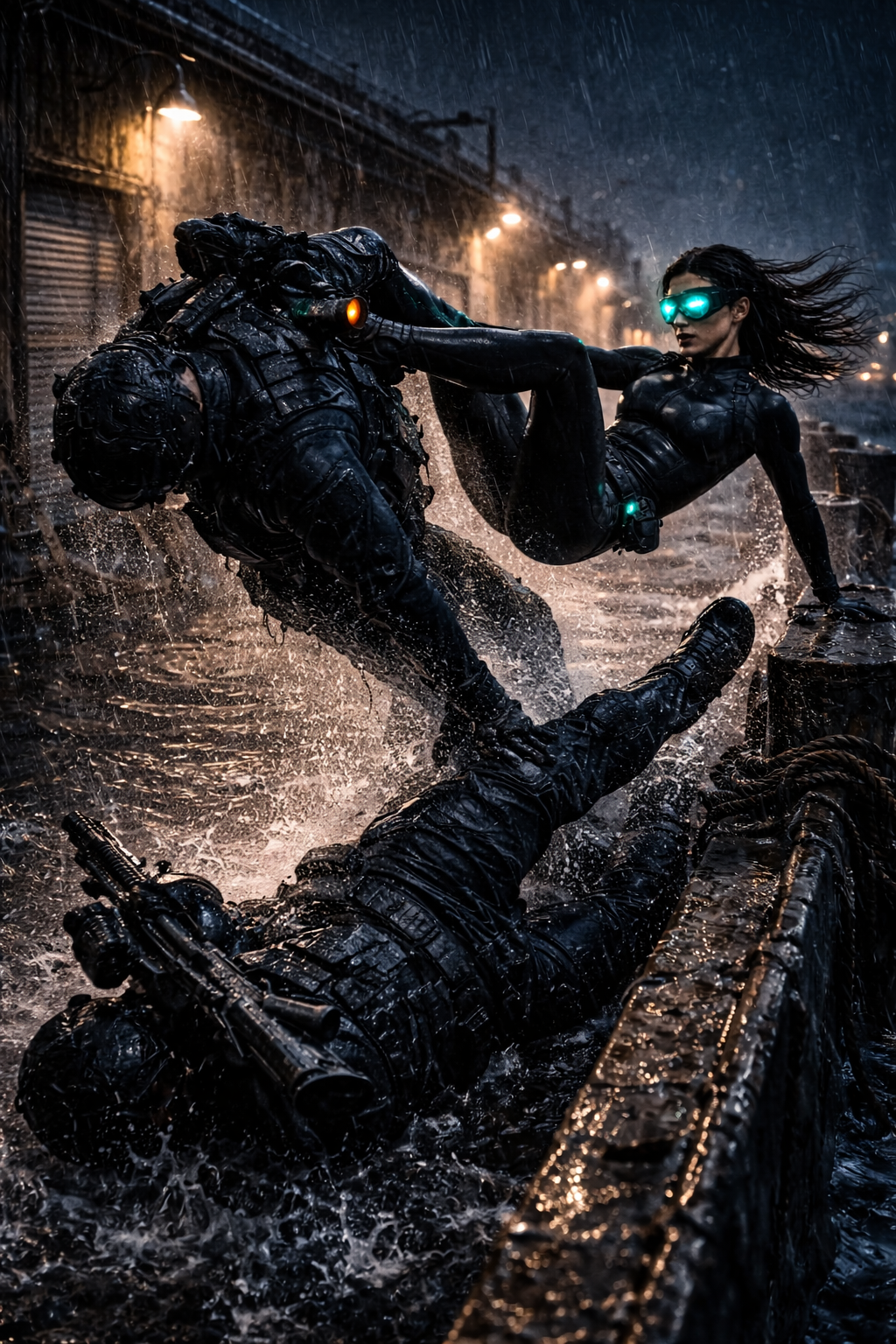 Nataliya, The Mermaid, standing on the deck of a mega-yacht in a backless evening gown, the ocean stretching out endlessly behind her.