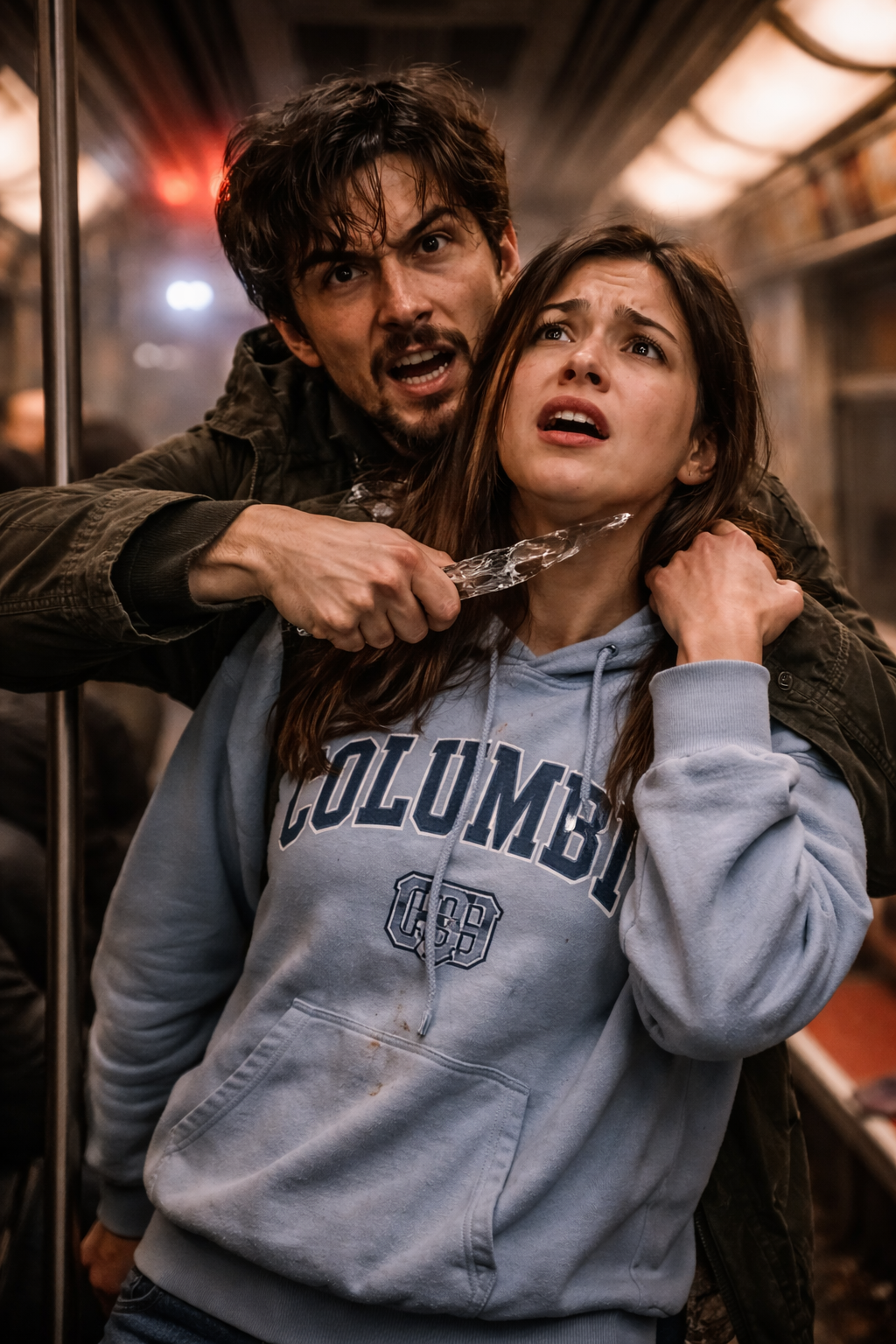 Commissioner Thorne in a navy blue architectural coat and silk hijab standing in her office