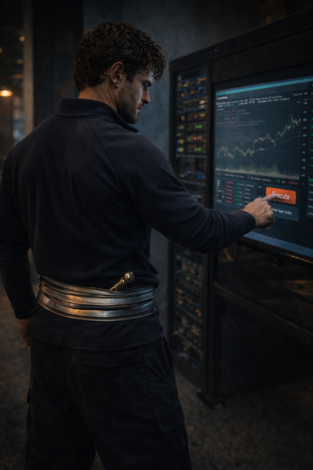Sting Ray, the Lead Quant, staring into the harsh blue light of a Bloomberg terminal, a single bead of sweat on his temple.