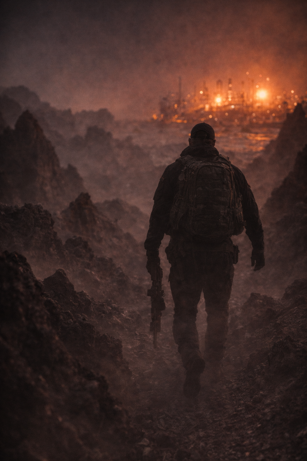 A blurred, high-speed tactical takedown in the dark, showcasing close-quarters combat.