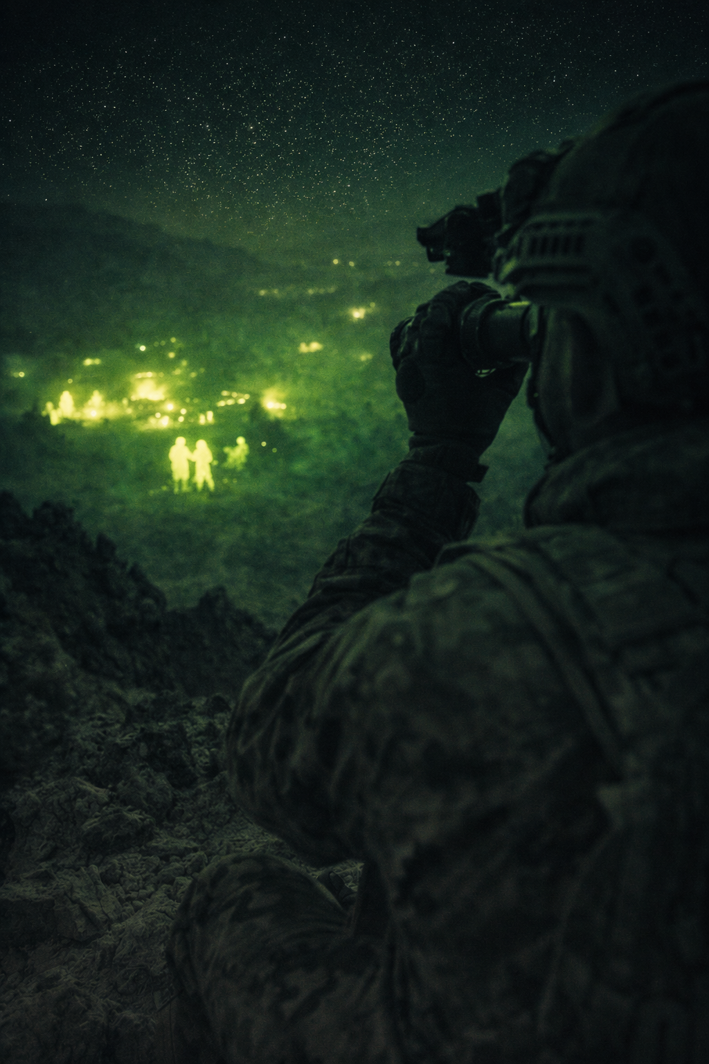 A blurred, high-speed tactical takedown in the dark, showcasing close-quarters combat.