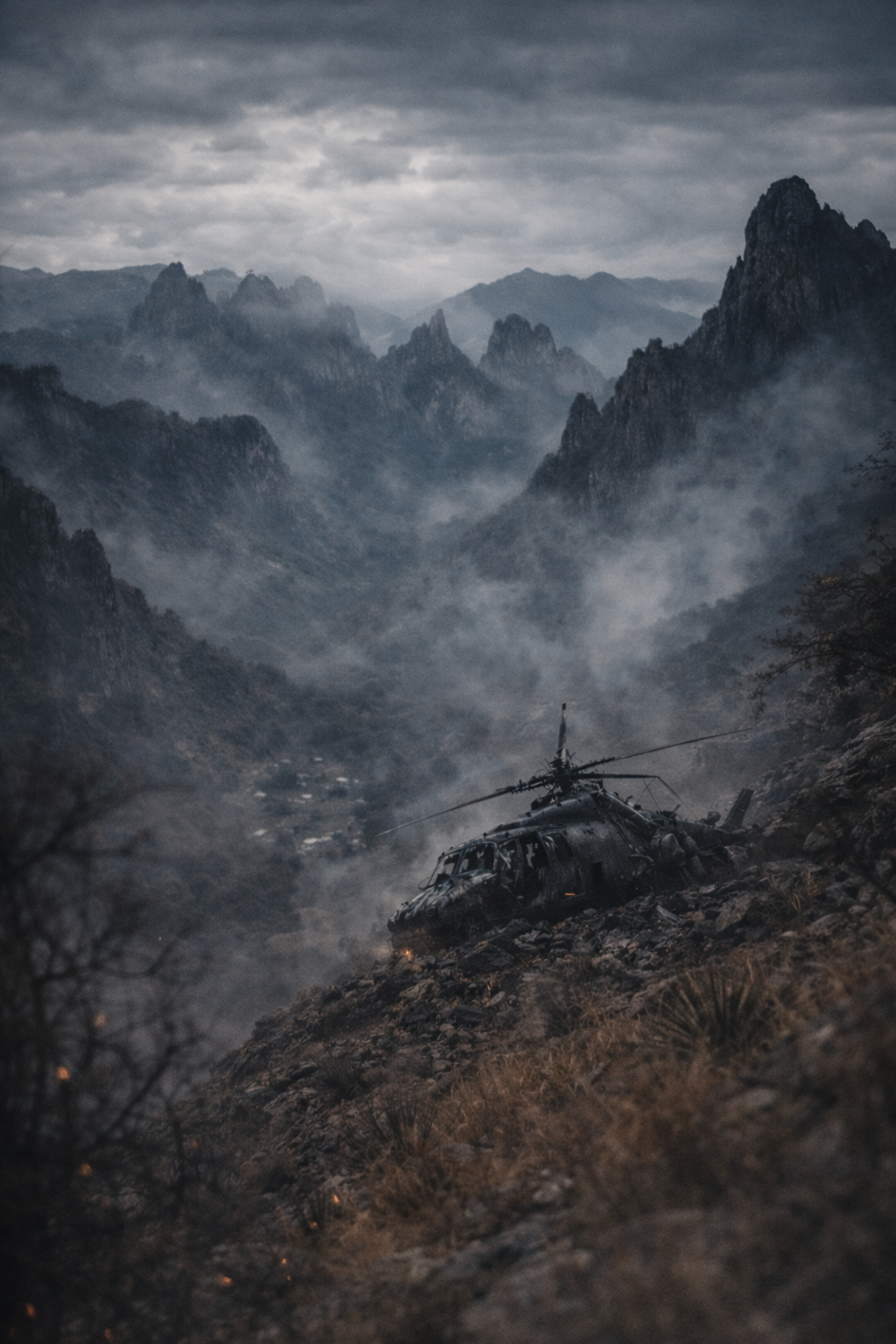 Arturo standing terrified before Reyes on the mountain veranda.