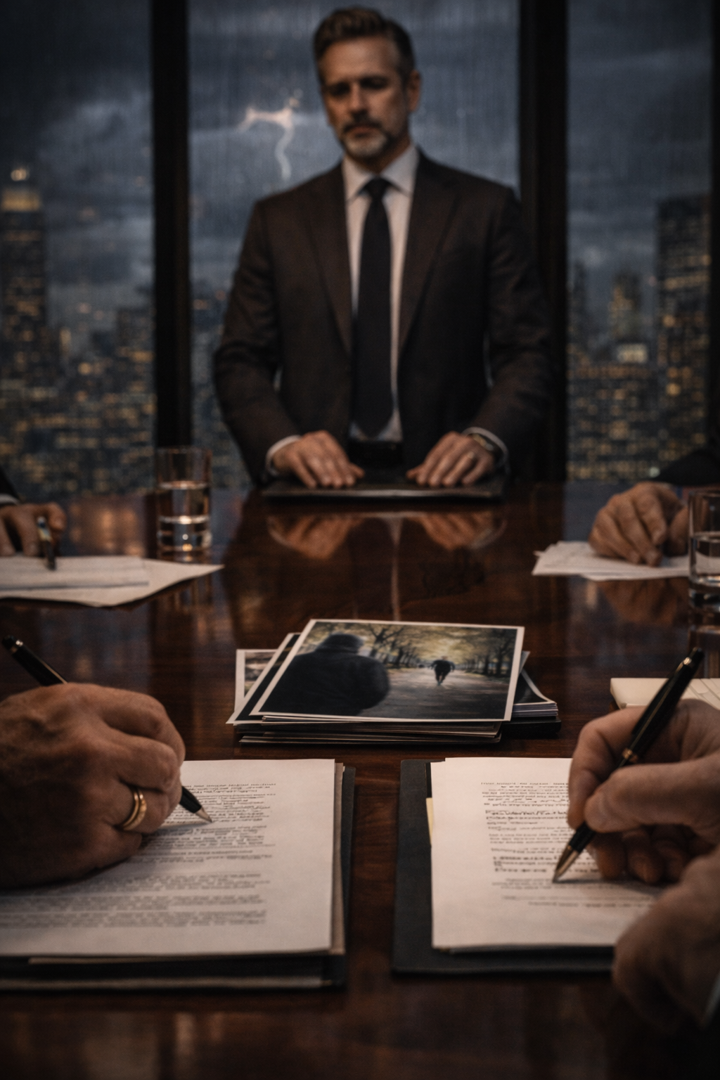 Arturo standing terrified before Reyes on the mountain veranda.