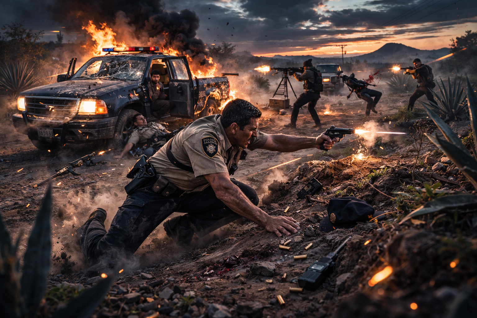 Arturo standing terrified before Reyes on the mountain veranda.