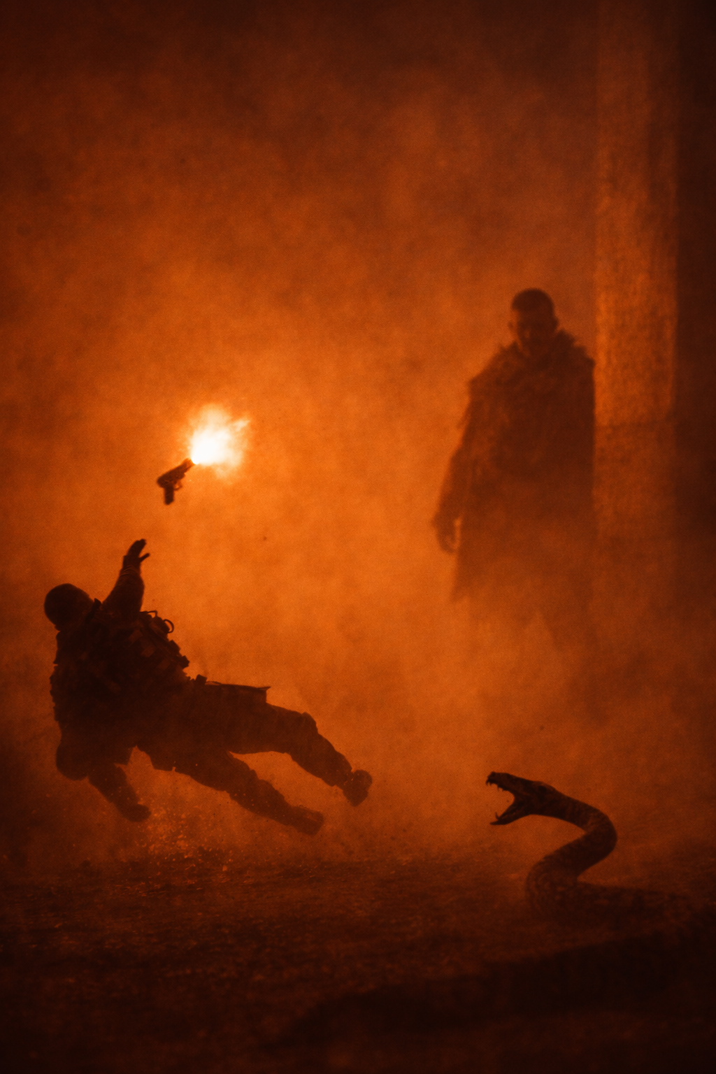 The Snake in a parking garage with a viper