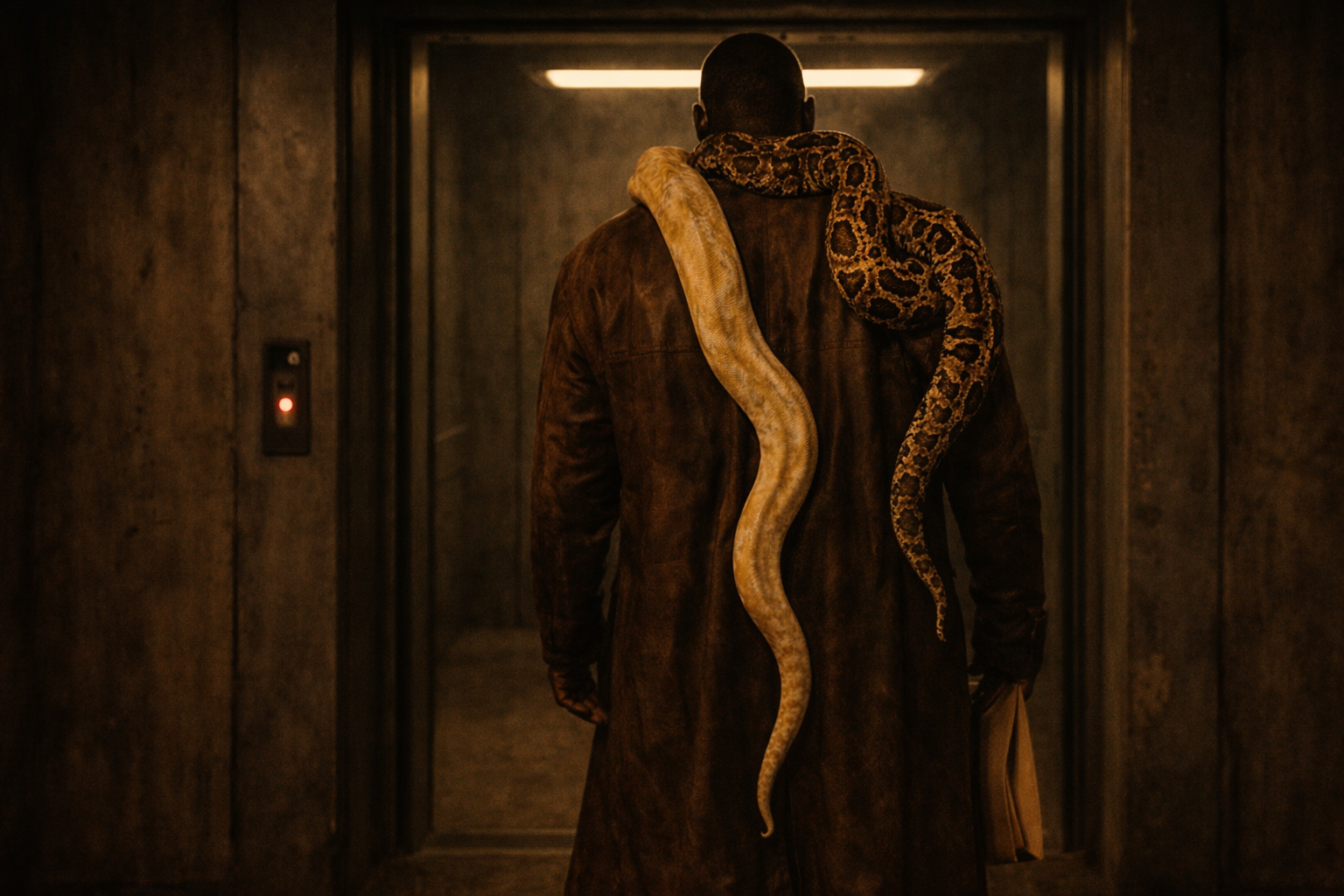 Silhouette of a man looking out a high rise window