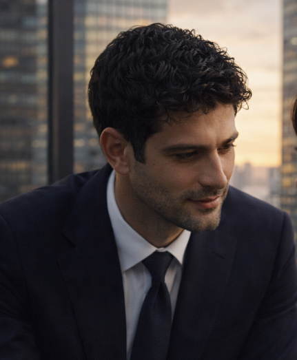 Sloane Kensington sitting at the mahogany boardroom table.