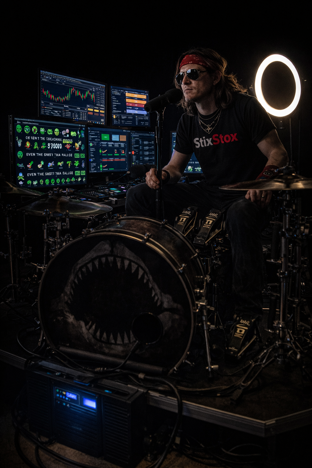 Tariq Al-Fayed at his Macau terminal &mdash; the Cotai Strip below, the squeeze climbing vertical green