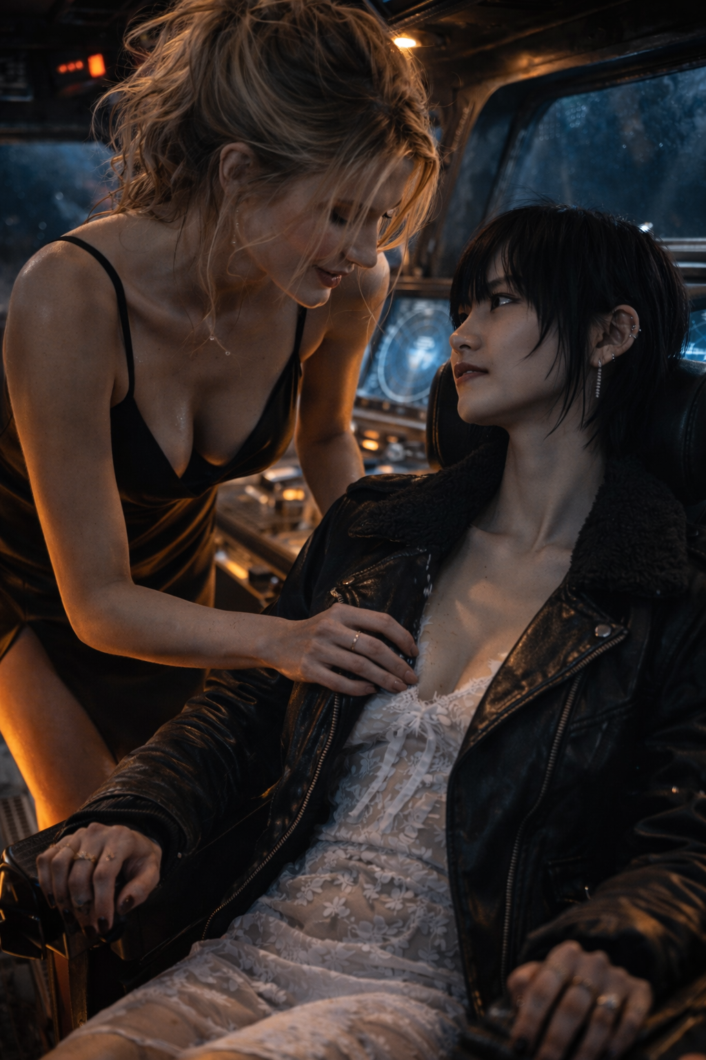 Mia not looking away.