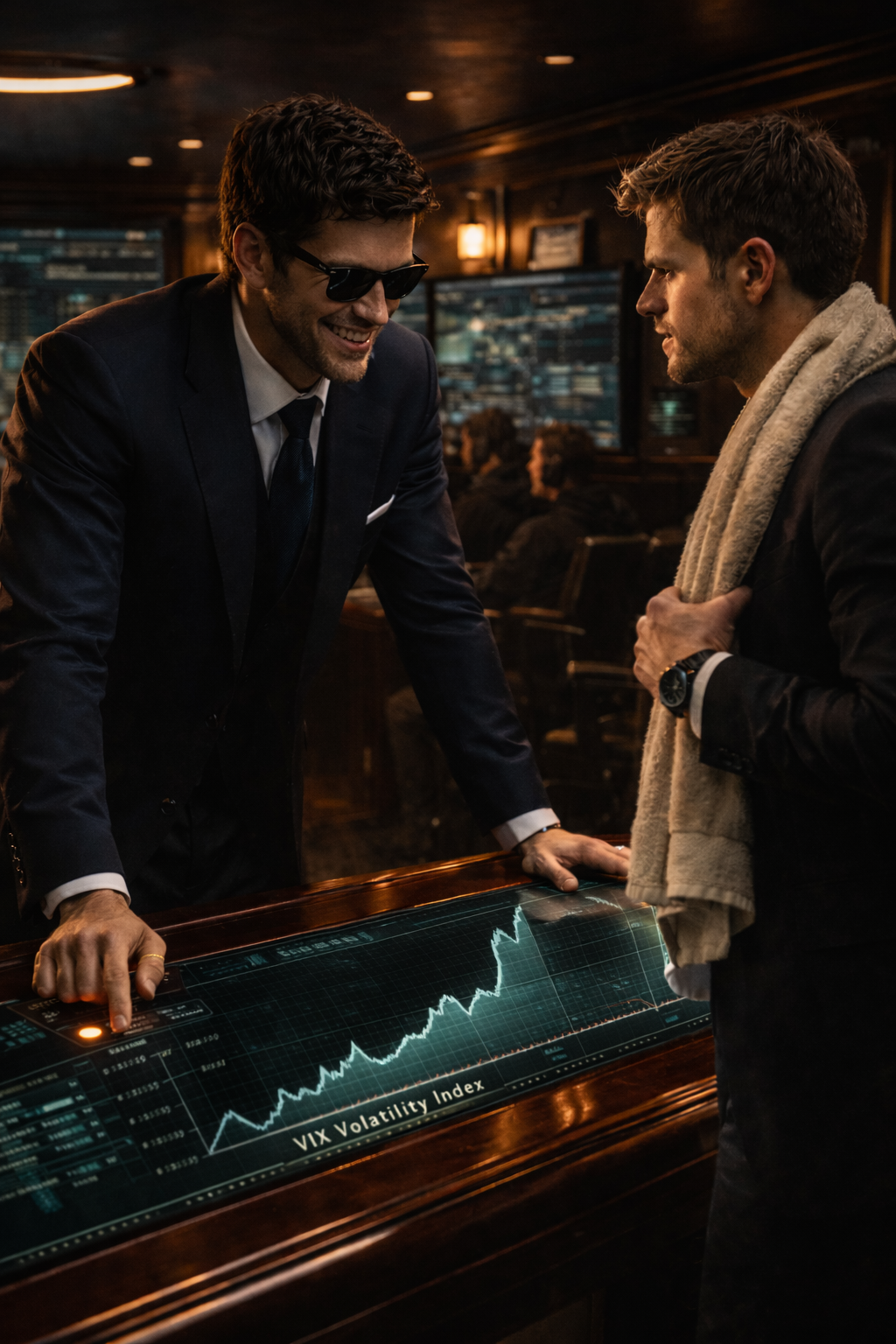 VIX chart on a glowing screen.