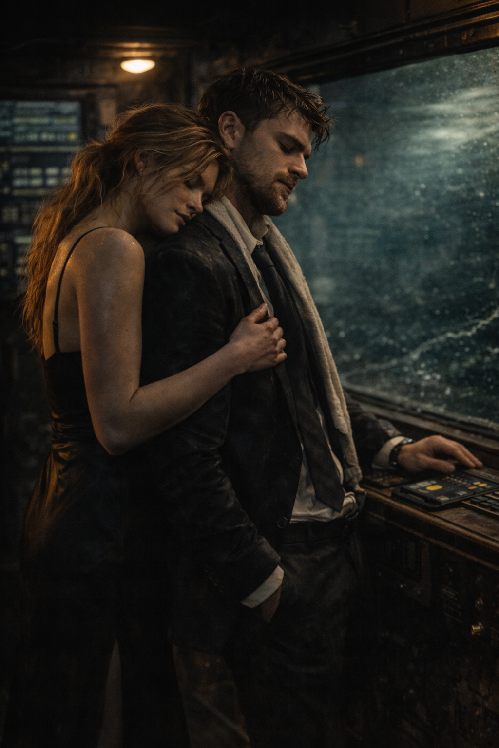 Harper and Marcus leaning against each other.