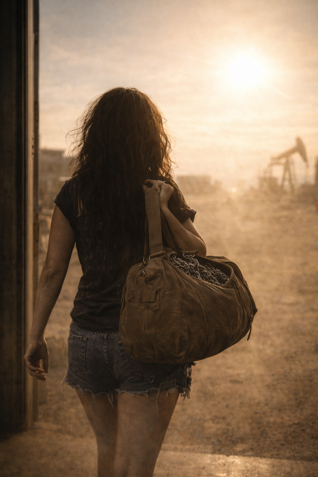 Morgan 'Vex' Callaway performing on stage, wearing a studded leather bralette, chains, and smirking with absolute, arrogant confidence.