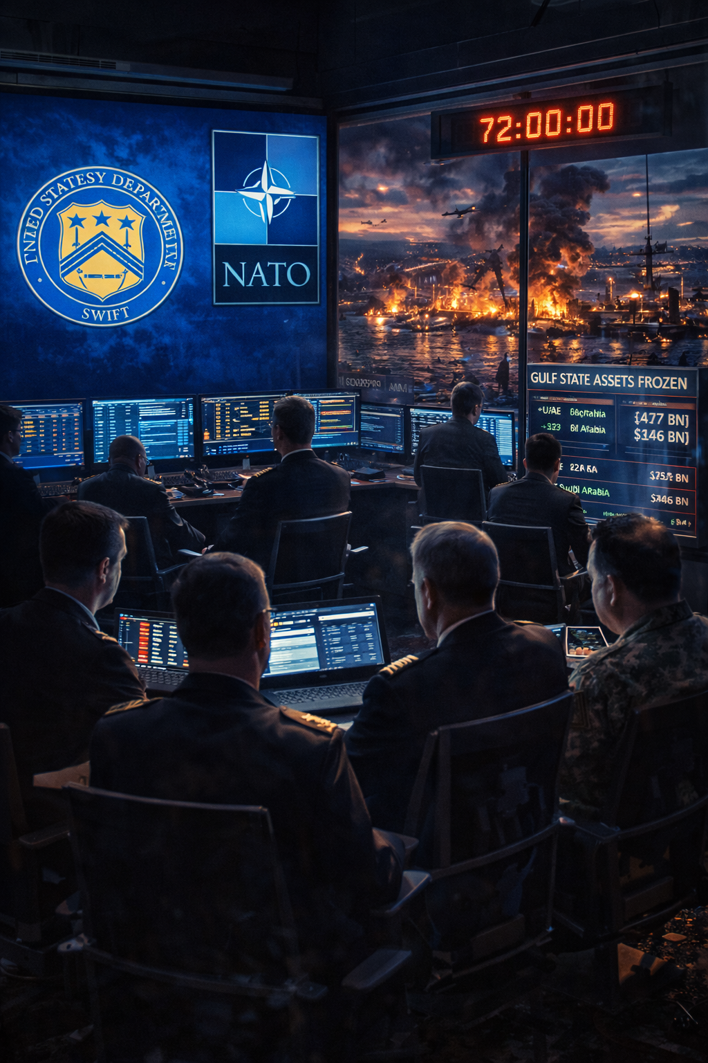 SWIFT terminal screens — the Treasury dragnet assembling across the global banking system