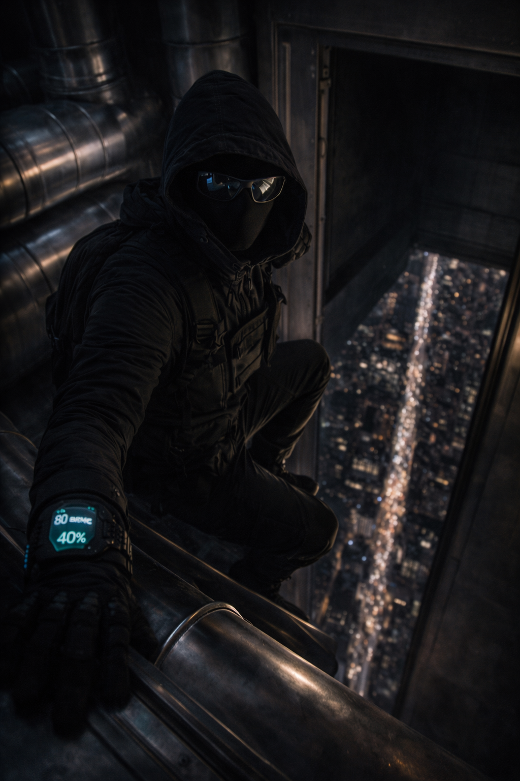 Aerial view of police lights surrounding the building