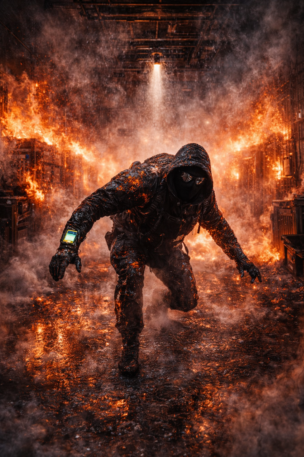 A white-and-blue eVTOL banking aggressively over the glowing grid of the Manhattan skyline.