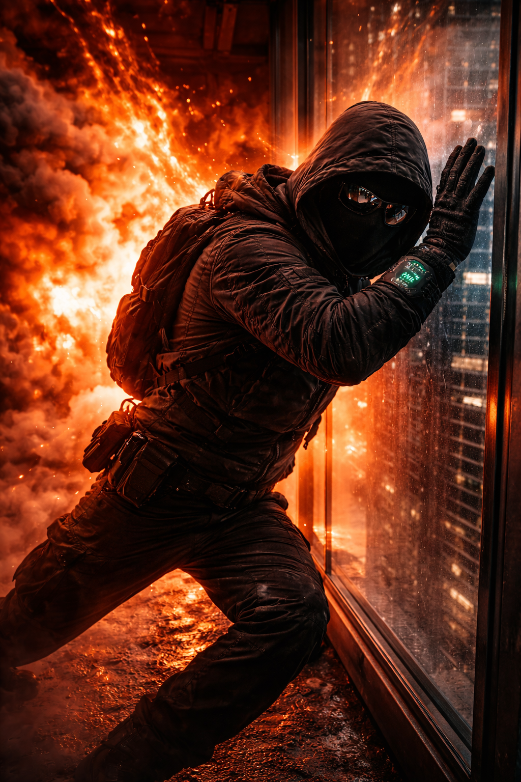 A white-and-blue eVTOL banking aggressively over the glowing grid of the Manhattan skyline.