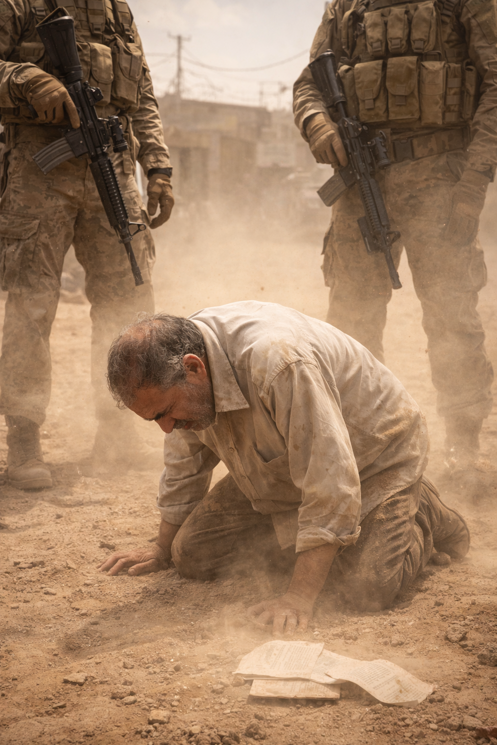 Commissioner Thorne in a navy blue architectural coat and silk hijab standing in her office